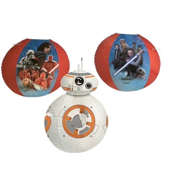 Star Wars Force Awakens Paper Lanterns 4-Piece Set BB-8 & Characters with String - Picture 2 of 6